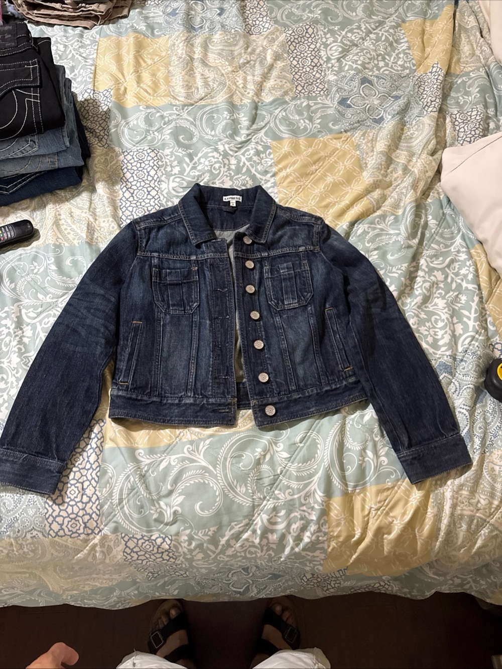 Express Women's Denim Jacket, Vintage, Size M, Used, Dark Blue